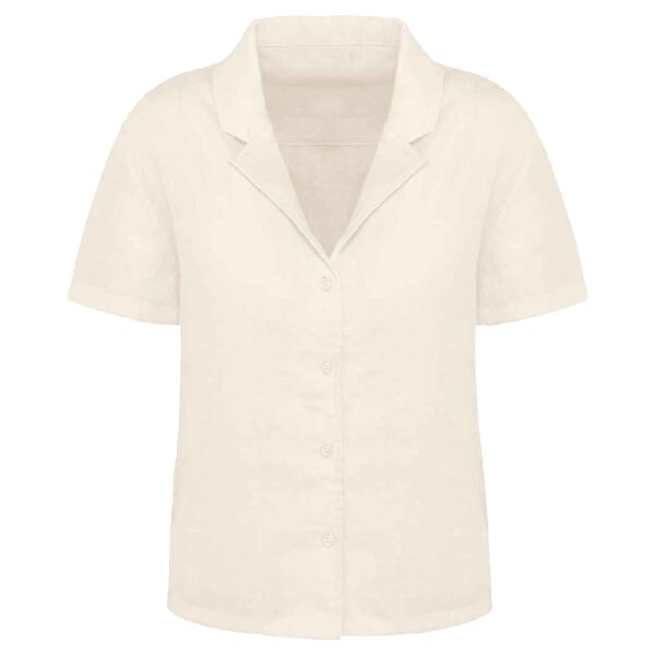 Spasso Ladies Short Sleeve Linen Bowling Collar Shirt Thumbnail