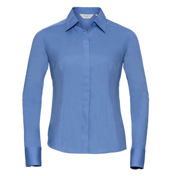 Women's long sleeve polycotton easycare fitted poplin shirt Thumbnail