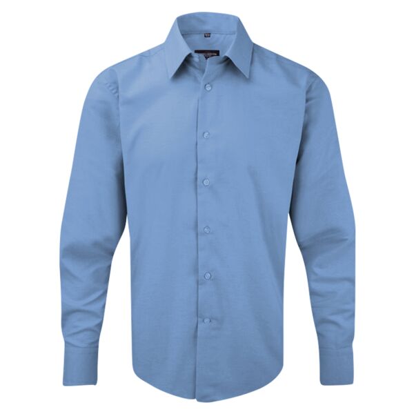 Long sleeve polycotton easycare fitted poplin shirt Thumbnail