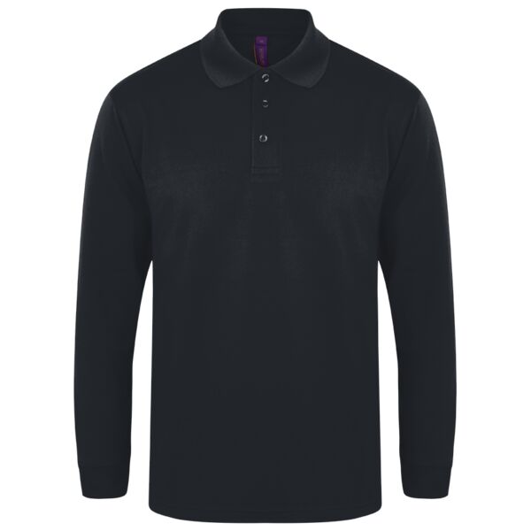 Henbury Unisex Long Sleeve Coolplus® Piqué Polo Shirt Thumbnail