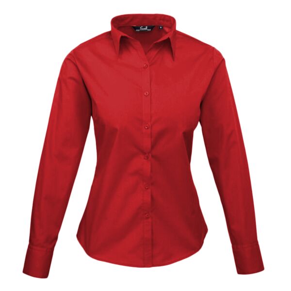 Premier Ladies Long Sleeve Poplin Blouse Thumbnail