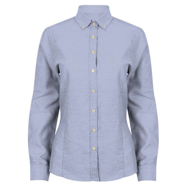 Henbury Ladies Modern Long Sleeve Regular Fit Oxford Shirt Thumbnail