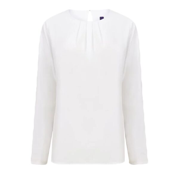 Women's pleat front long sleeve blouse Thumbnail